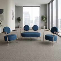 Venüs 2+1+1 Soft Kumaş Ofis & Büro İş Yeri Bekleme Koltuğu Takımı Cappuccino Metal İskelet - Mavi
