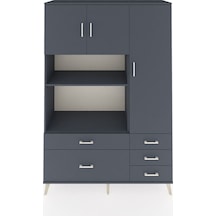 Hyperion Dolap 7 Raflı 5 Çekmeceli 3 Kapaklı 132x44x195 Antrasit-antrasit/antrasit Antrasıt/antrasıt