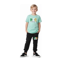Fyk Kids Erkek Çocuk Mevsimlik Nyc Broklyn Baskılı Alt-üst Takım Mint Yeşil