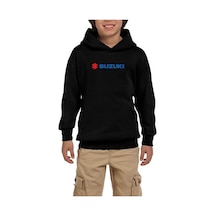 Zepplin Giyim Suzuki Motorcycle Logo Siyah Çocuk Kapşonlu Sweatshirt Siyah