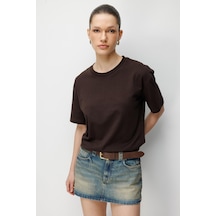 Mixray 4851 Kadın Oversize Fit Bisiklet Yaka Basic T-shirt Kahve Kahverengi Mixray 4851 Kadın Oversize Fit Bisiklet Yaka Basic T-shirt Kahve Kahverengi