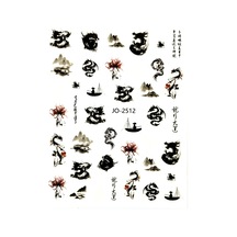 Nail Art Sticker Kendinden Yapışkanlı, Tırnak Süsleme, Tırnak Dövmesi Stikır 2512 Siyah-2512