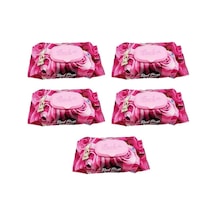 Jenerik 5 Paket Red Rose Islak Havlu Mendil 90 Adet Kapaklı Gül Kokulu Tekli