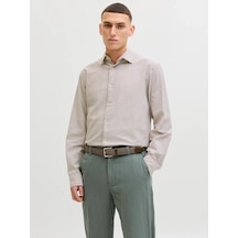 Jack&jones Jjebreeze Keten Karışımlı Erkek Gömlek 12288595 Taş