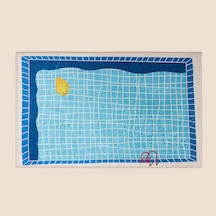 Soft Havuz Desenli Banyo Paspası - Mavi - 50x80 Cm Çok Renkli
