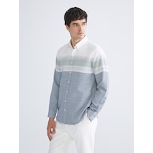 Lcwaıkıkı Classic İndigo Regular Fit Uzun Kollu Armürlü Erkek Gömlek