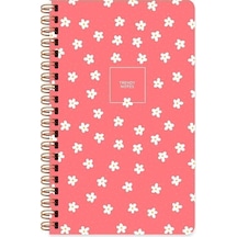 Sert Kapak Düz Spiralli Çiçek Defter Minik Papatya 13x21 Pembe