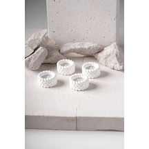 4 Lü Tealight Hasır Mumluk Ev Dekorasyonu Beyaz