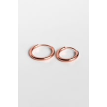 Papatya Silver 925 Ayar Gümüş Rose Kaplama Büyük Halka Küçük Halka Kadın Küpe