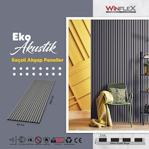 Winflex Eko Keçeli Akustik Ahşap Paneli Antrasit 60x240cm .
