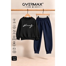 Overmax Italik King Baskılı Kapüşonsuz Sweatshirt Eşofman Takımı 3-12 Yaş Siyah - Lacivert - 923537849 Siyah - Lacivert