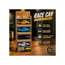 4'lü Die Cast Metal Spor Araba Seti Set 2 1:64 Ölçek - Açılır Kapı & Bagaj - Kutulu Koleksiyon Karışık Renk Ve Model
