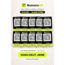 10 Lu Qr Kodlu Numaratör Seti Araç Ve Motosiklet Qr Etiket Park Numaratörü 8,5x5,5 Cm Siyah Numaraqr