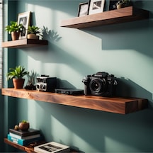 Dekoratif Ahşap 2'li Raf 80x15x4 Ahşap