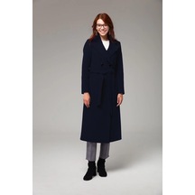 Tam Boy Kaşe Kaşmir Kaban Lacivert