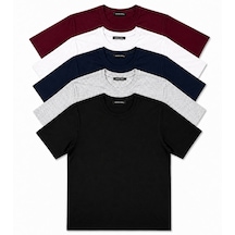 Fabio Cassani Classics Men Relaxed Fit Basic Kısa Kol Tişört 5'li Siyah-laci-beyaz-gri-bordo Karışık-çok Renkli