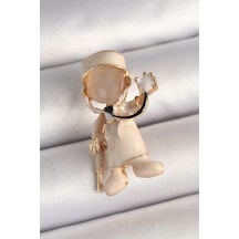 Pirinç Gold Renk Beyaz Mineli Doktor Model Kadın Broş Eb-53-vice/ 1395 4401 Diğer