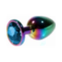 Zaga Oyun Metal Mavi Taşlı Rainbow Anal Plug Küçük Boy