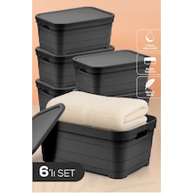6'lı Kapaklı 10,8 Litre Saklama Kutusu Antrasit Antrasit