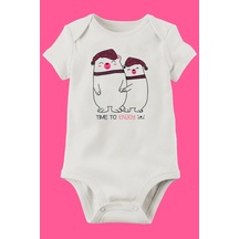 Babylimon Unisex Bebek Beyaz Organik Baskılı Pamuklu Body Beyaz - 132207947 Beyaz