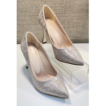 Pretty 9246 Kadın Simli 9 Cm Kadeh Ökçe Stiletto Altın