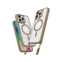 Apple iPhone 16 Pro Max Uyumlu Manyetik Magsafe Destekli Askı Aparatlı Darbe Emici Kılıf Kahverengi