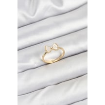 Mey İthalat Pirinç Gold Renk Fiyonk Model Kadın Yüzük Çok Renkli