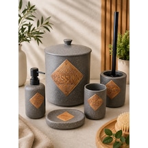 5 Parça Vilya Collection Lüx Gray Banyo Seti-6003 Gri