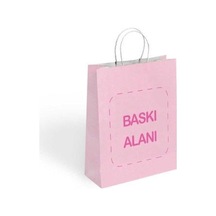 Baskılı Pembe Renk Kraft Çanta-500 Adet-tek Renk Çift Taraf Baskılı - 32 20 32