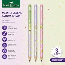 Faber-castell Matcha Desenli Kurşun Kalem 3 Adet 2b Yuvarlak Gövde Yeşil
