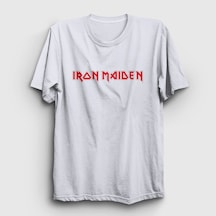 Presmono Unisex Logo Iron Maiden T-shirt Beyaz