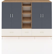Hyperion Dolap 12 Raflı 3 Çekmeceli 4 Kapaklı 220x44x163 Çam-antr Çam-antrasit/aytaşı