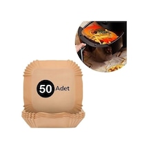 9072618519435drvs1 - 50 Adet Air Fryer Pişirme Kağıdı Tek Kullanımlık Hava Fritöz Yağ Geçirmez Yapışmaz Kare Tabak Model