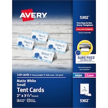 5302 Küçük Çadır Kart, Beyaz, 2 X 3 1/2, 4 Kart/ Box 160 Cok Renkli