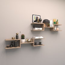 Rafkestir 2 Li Çift Mızrak Duvar Raf Seti Cappicino