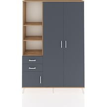 Arges Dolap 5 Raflı 2 Çekmeceli Tek Askılı 132x30x195 Çam-antrasit/antrasit Antrasıt/antrasıt