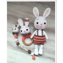 Amigurumi Tavşan Çıngırak Seti Oyuncak Bebek Çok Renkli