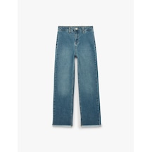 Koton Pamuklu Yüksek Bel Cepli Denim Pantolon Orta İndigo 7wkg40008ad
