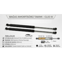 Renault Clio 3 Bagaj Amortisörü Takımı 2 Adet - 2006-2012 Arası Tüm Modeller - 385 Newton Siyah