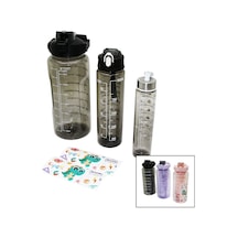 3 Boy Yavrulu Şeffaf Pipetli Renkli Suluk Matara Timya/go1395 204565 Çok Renkli