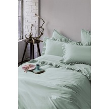 Frill Mint Yıkanmış %100 Pamuk Poplin Nevresim Takımı Çift Kişilik Mint