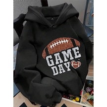 Startmore Flirla Plus Size Women's Fashion Sweatshirt 'game Day' Slogan Letters Graphic Print Thermal D Çok Renkli