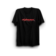 Unisex Siyah Cyberpunk 2077 Baskılı Tshirt SIYAH