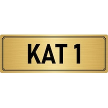 Metal Yönlendirme Levhası, Departman Kapı İsimliği Kat 1 10x20 cm Altın Renk