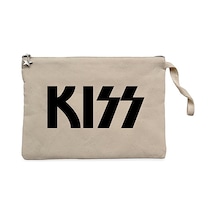Kiss Logo 2 Krem Clutch Astarlı Cüzdan / El Çantası Krem