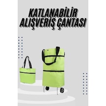 Katlanabilir Tekerlekli Çantalı Çarşı Pazar Arabası Alışveriş Çantası Piknik Çantası - Lisinya Çok Renkli