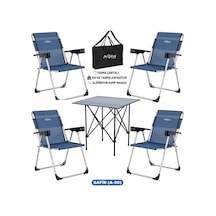 4 Adet Katlanır Kamp Sandalyesi Ve Alüminyum Masa Seti - Rock Dark - Safir - Taşıma Çantalı Çok Renkli