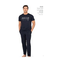 Pierre Cardin 6125 Erkek Kısa Kollu Bisiklet Yaka Pijama Takımı-lacivert