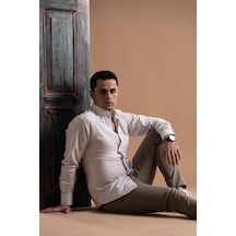 Evrytime Slimfit Yaka Düğmeli Çizgili Uzun Kol Yazlık Erkek Gömlek 001