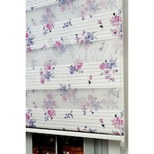 Pembe Ve Mor Çiçek Baskılı Zebra Perde - Dijital Baskılı Zebra Stor Perde Çok Renkli